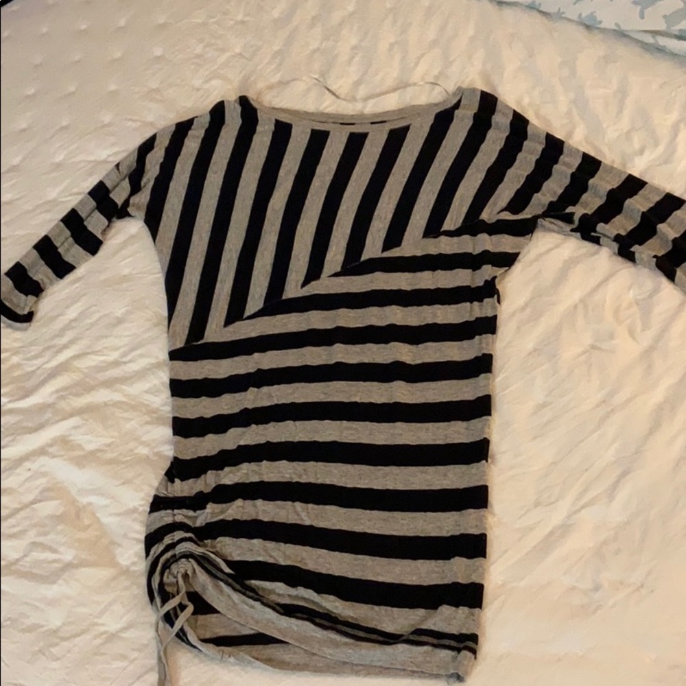 Navy and grey striped mini dress
